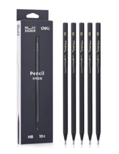 DLNS722-HB,Creion grafit hb lemn negru cutie 10 buc nusign Deli 2