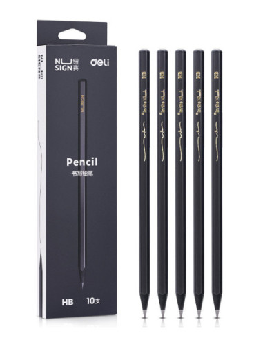 DLNS722-HB,Creion grafit hb lemn negru cutie 10 buc nusign Deli