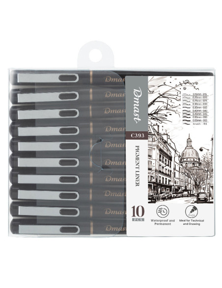 DLEC393,Liner pigment set 10 buc negru Dmast by pebeo