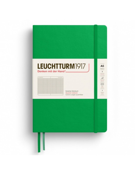 LT372195,Caiet a5 aritmetica coperta rigida verde primavaratic Leuchtturm