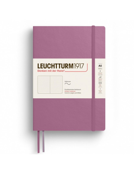 LT372201,Caiet a5 punctat coperta flexibila dusty rose Leuchtturm