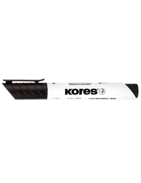 KO20850-12,Marker whiteboard negru varf tesit Kores - Set 12