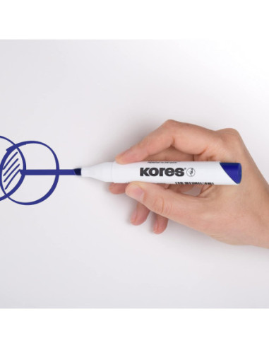 KO20853-12,Marker whiteboard albastru varf tesit Kores - Set 12