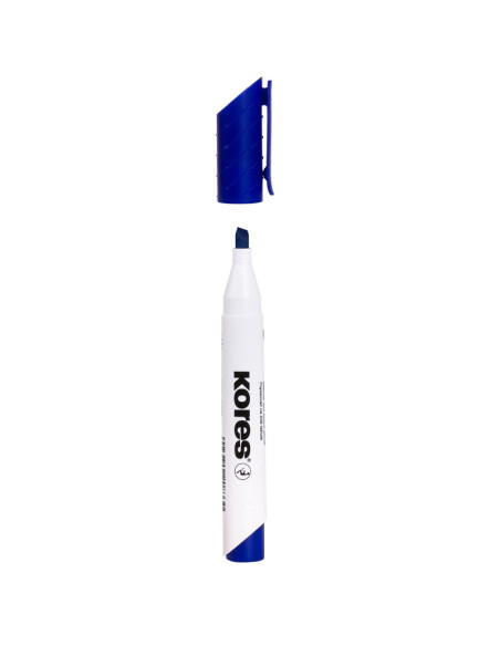 KO20853-12,Marker whiteboard albastru varf tesit Kores - Set 12
