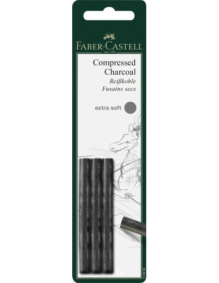 FC129996,Blister 3 buc carbune presat pitt monochrome extra-soft Faber-castell