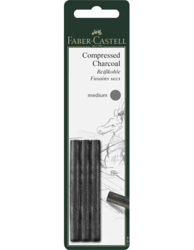 FC129999,Blister 3 buc carbune presat pitt monochrome medium faber-castel