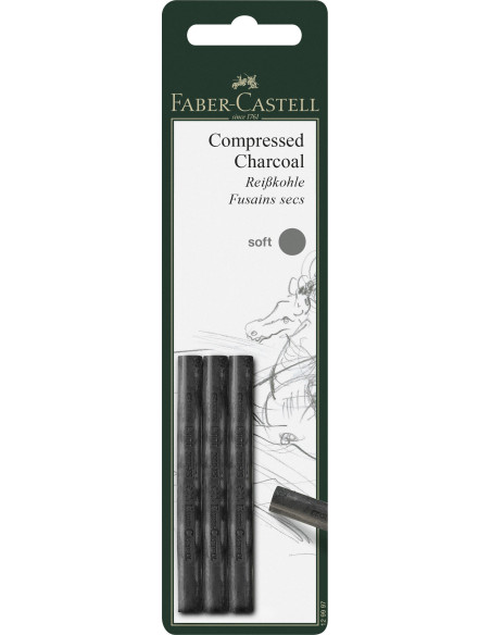 FC129997,Blister 3 buc carbune presat pitt monochrome soft Faber-castell