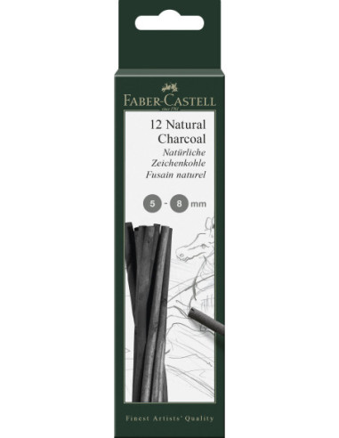FC129298,Cutie 12 buc carbune natural pitt monochrome 5-8mm Faber-castell