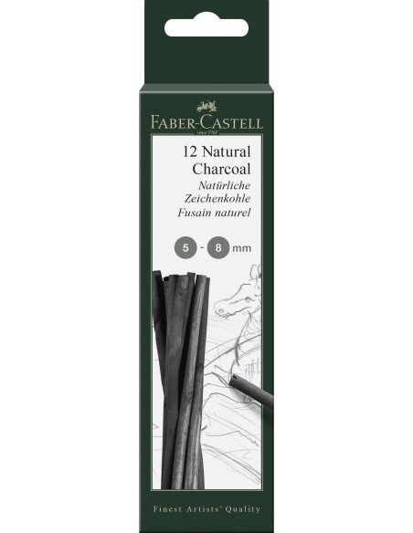FC129298,Cutie 12 buc carbune natural pitt monochrome 5-8mm Faber-castell