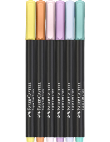 FC116453,Brush pens black edition set 6 culori pastel Faber-castell