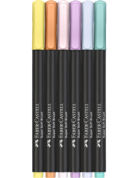 FC116453,Brush pens black edition set 6 culori pastel Faber-castell