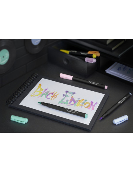 FC116453,Brush pens black edition set 6 culori pastel Faber-castell