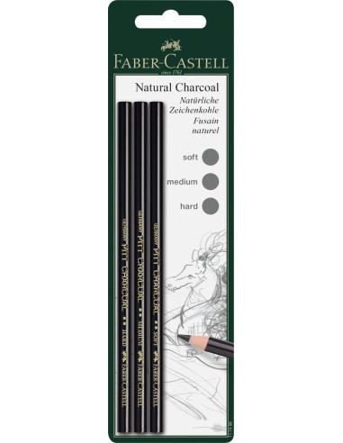 FC117498,Blister 3 buc creion carbune natural pitt monochrome s,m,h faber
