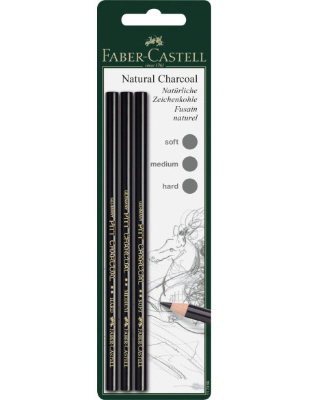 FC117498,Blister 3 buc creion carbune natural pitt monochrome s,m,h faber
