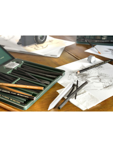 FC117498,Blister 3 buc creion carbune natural pitt monochrome s,m,h faber