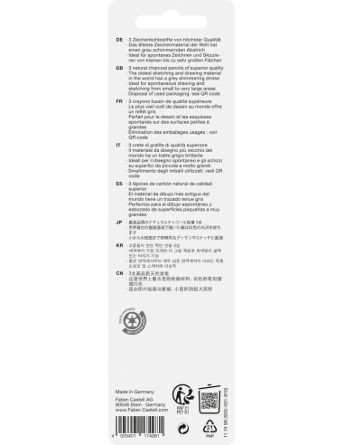 FC117498,Blister 3 buc creion carbune natural pitt monochrome s,m,h faber