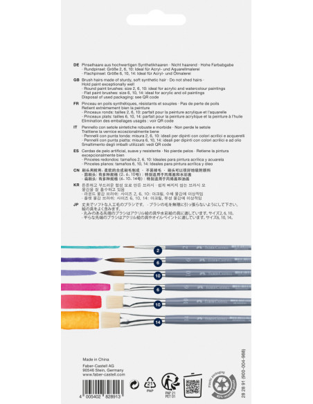FC282891,Set 6 pensule (3 rot+3 tes) creative studio Faber-castell