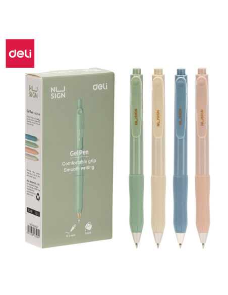 DLENS576-BK-12,Pix cu gel cu mecanism 0.5mm negru nusign Deli - Set 12