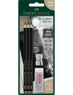 FC115297,Blister 3 buc creion grafit mat 10b, 12b, 14b pitt Faber-castell
