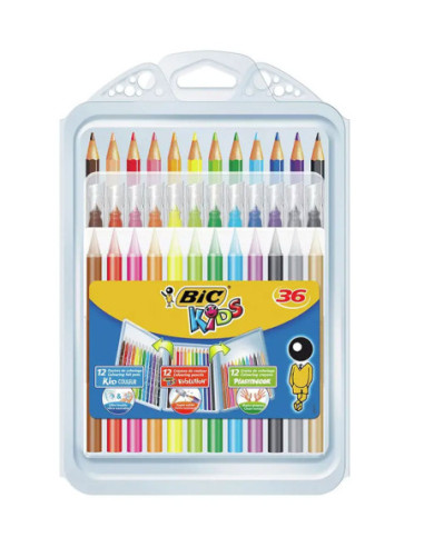 BC8877013,Pachet mixt creioane colorate si cerate + carioci Bic