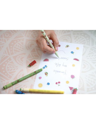 EF560185,Display 36 rollere 0.7 mm albastru erasable fructe Eberhard faber