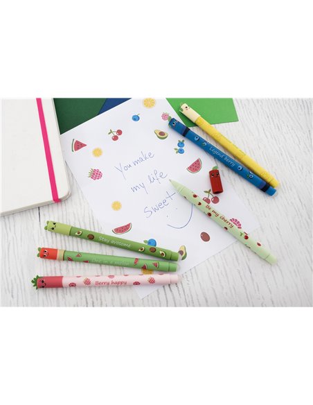 Roller cu cerneala termosensibila albastra Eberhard Faber Fruity erase it, 0.7 mm, Avocado