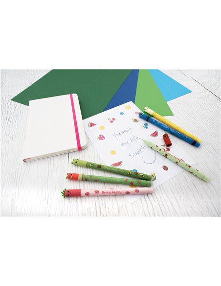 Roller cu cerneala termosensibila albastra Eberhard Faber Fruity erase it, 0.7 mm, Zmeura