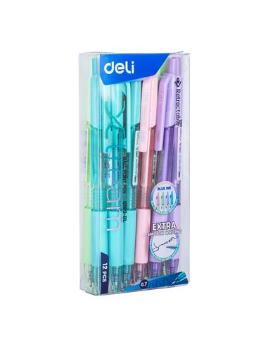 Pix cu gel si mecanism Deli XTream, 0.7 mm, mina albastra, corp pastel