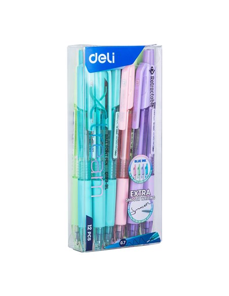 Pix cu gel si mecanism Deli XTream, 0.7 mm, mina albastra, corp pastel