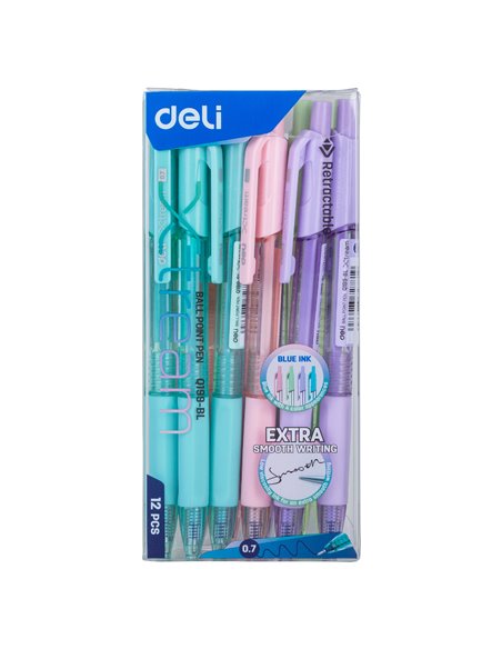 Pix cu gel si mecanism Deli XTream, 0.7 mm, mina albastra, corp pastel