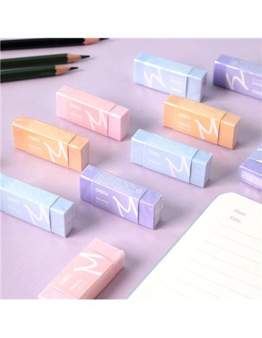 Radiera creion Deli Macarons, material eco PVC, non-toxic, Pastel