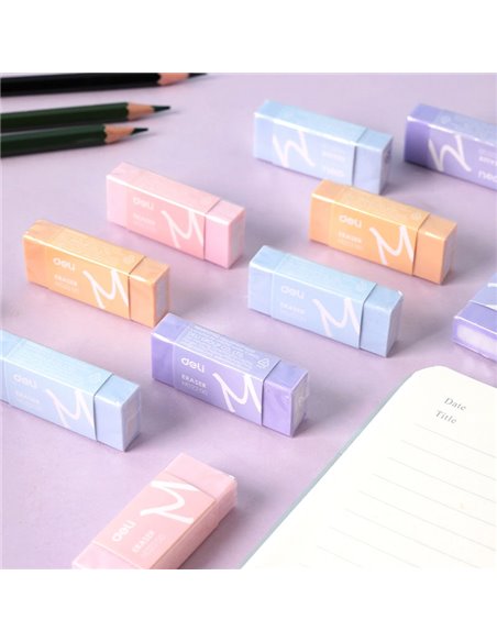 Radiera creion Deli Macarons, material eco PVC, non-toxic, Pastel