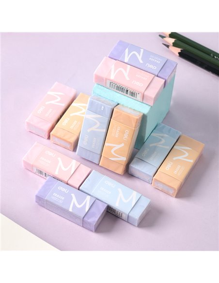 Radiera creion Deli Macarons, material eco PVC, non-toxic, Pastel