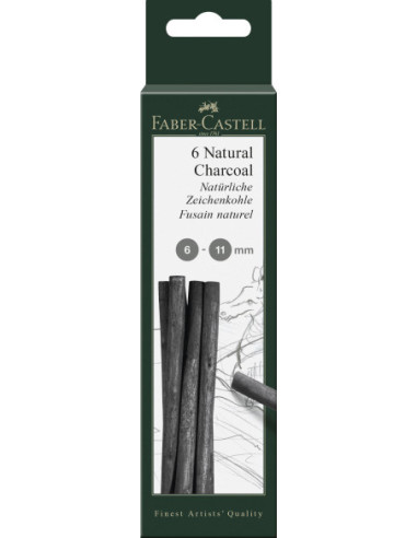 FC129398,Cutie 6 buc carbune natural pitt monochrome 6-11mm Faber-castell