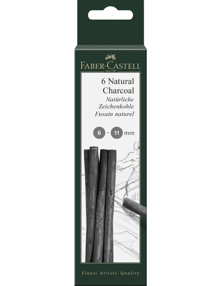 FC129398,Cutie 6 buc carbune natural pitt monochrome 6-11mm Faber-castell