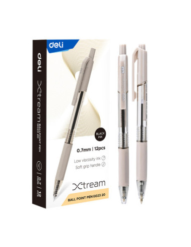 DLEQ02320-12,Pix cu mecanism 0.7mm xtream negru Deli - Set 12