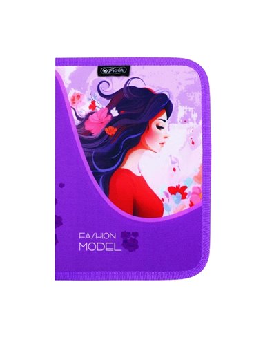 Penar neechipat cu 1 fermoar si 2 clape Herlitz 400211234, Motiv Fashion model