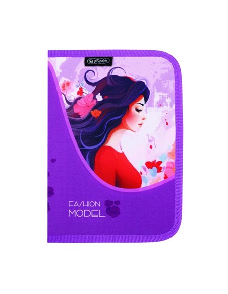 Penar neechipat cu 1 fermoar si 2 clape Herlitz 400211234, Motiv Fashion model