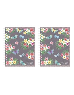 Set 2 caiete A5 cu spira Herlitz, 100 file, matematica, Ladylike butterflies