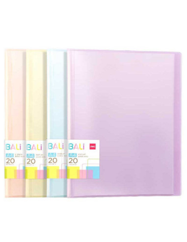 DLEB032-12,Mapa prezentare 20 folii cop. rigide culori pastel bali Deli - Set 12