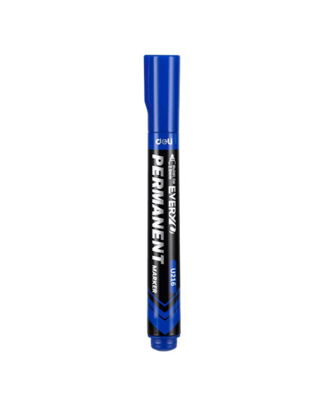 DLEU216-BL-12,Marker permanent albastru varf rotund 2.5mm Deli - Set 12