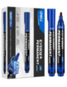 DLEU216-BL-12,Marker permanent albastru varf rotund 2.5mm Deli - Set 12
