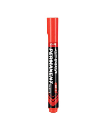 DLEU216-RD-12,Marker permanent rosu varf rotund 2.5mm Deli - Set 12