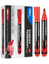 DLEU216-RD-12,Marker permanent rosu varf rotund 2.5mm Deli - Set 12