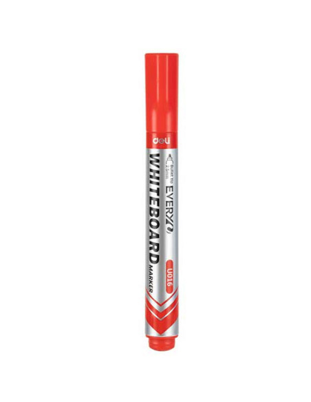 DLEU016-RD-12,Marker whiteboard rosu 2.5mm Deli - Set 12
