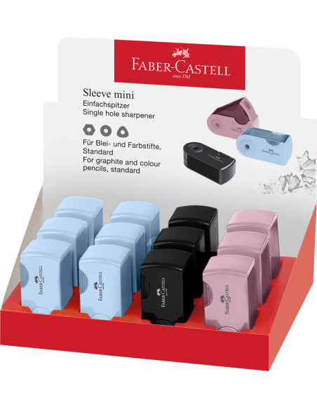 FC182774-12,Ascutitoare plastic simpla sleeve-mini harmony 2024 Faber-castell - Set 12
