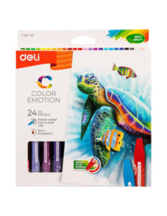 DLEC20120,Creioane ulei pastel 24 culori color emotion Deli