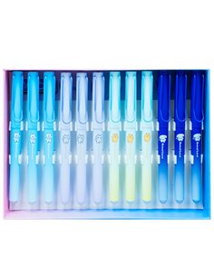 Set 12 stilouri din plastic cu cerneala termosensibila si penita ascunsa 16431, Motiv animal land