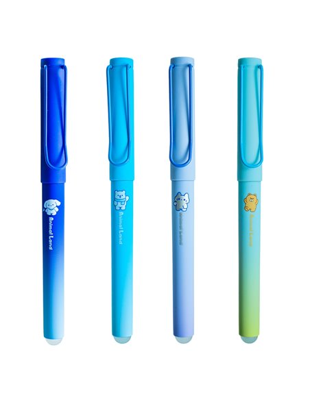 Set 12 stilouri din plastic cu cerneala termosensibila si penita ascunsa 16431, Motiv animal land