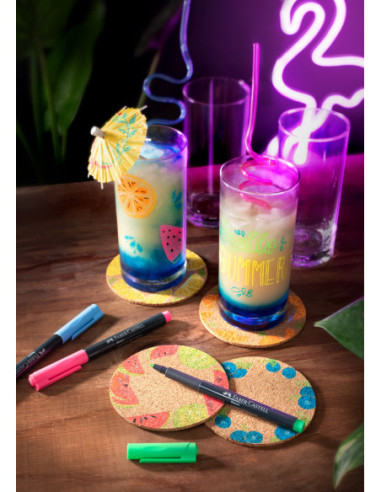 FC160815-10,Marker creativ portocaliu neon Faber-castell - Set 10